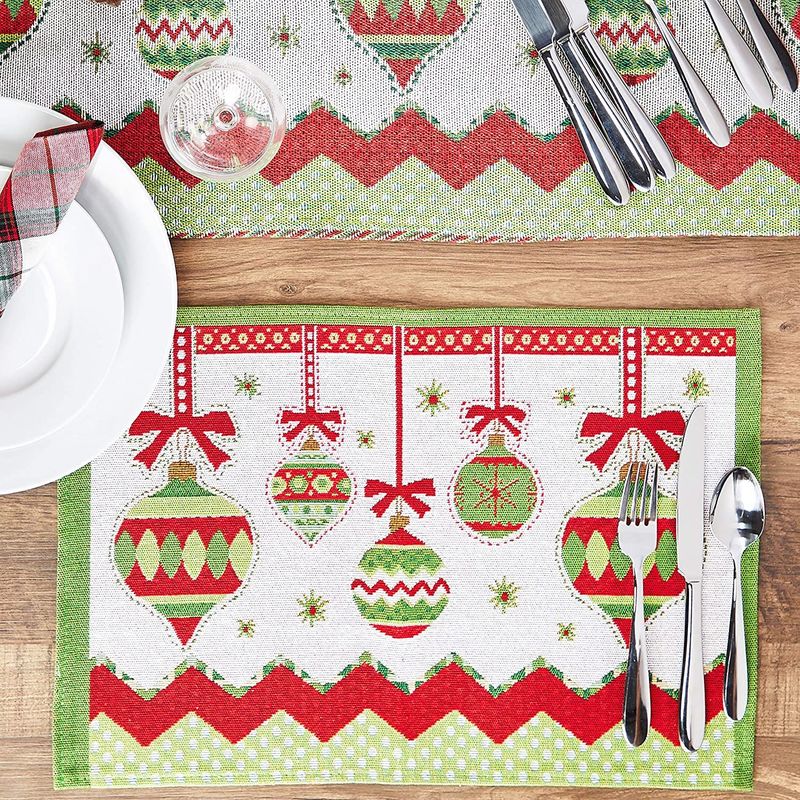 Okuna Outpost Christmas Tree Ornament Placemats for Holiday Dinner Parties (17.5 x 13 in, 6 Pack)