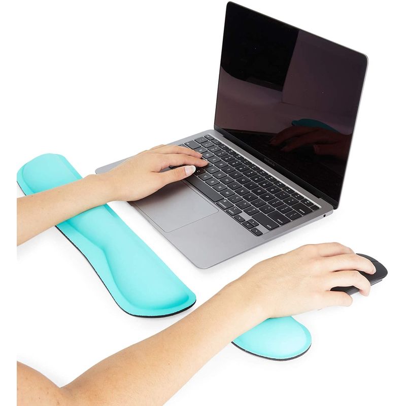 Teal Mouse Pad Wrist Support and Keyboard Rest Pad, Waterproof (2 Piece Set)