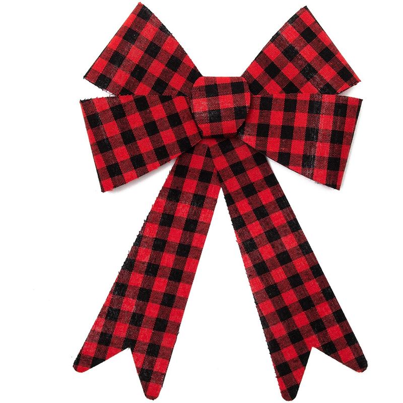 Okuna Outpost Large Christmas Bows for Christmas Trees, Wreathes (Red Plaid, 9 x 12 in, 12 Pack)