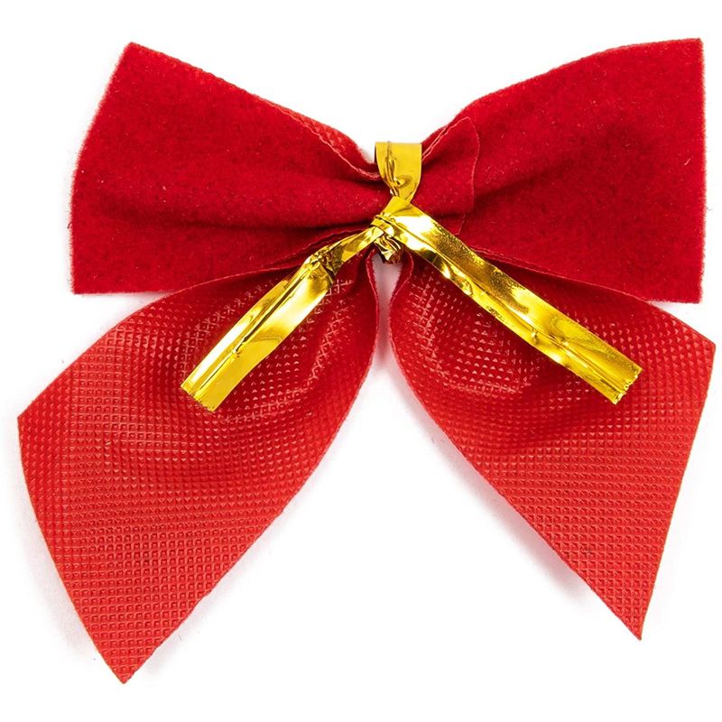 Okuna Outpost Red Velvet Christmas Bows for Decorations (2.1 x 2.1 in, 144 Pack)