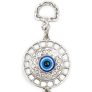 Evil Eye Wall Hanging, Turkish Amulet Decoration (Blue Glass, 5 Inches)