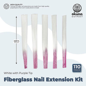 White Fiberglass Nail Extension Kit (2.25 In, 110 Pieces)