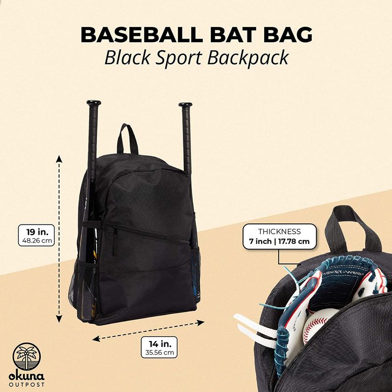 Baseball Bat Bag, Grey Backpack with Adjustable Padded Straps (1 Pack)