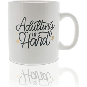 White Ceramic Coffee Mug, Adulting is Hard (16 oz, 3.7 x 4.1 In)