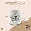 Large Ceramic Coffee Mug, Choose Happiness (16 oz, 3.7 x 4.1 In)