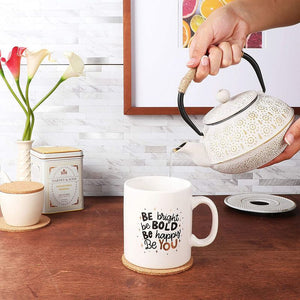 Ceramic Coffee Mug, Be Bright, Be Bold, Be Happy, Be You (White, 16 oz)