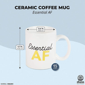 Ceramic Coffee Mug, Essential AF, Funny Novelty Gift (White, 15 oz)