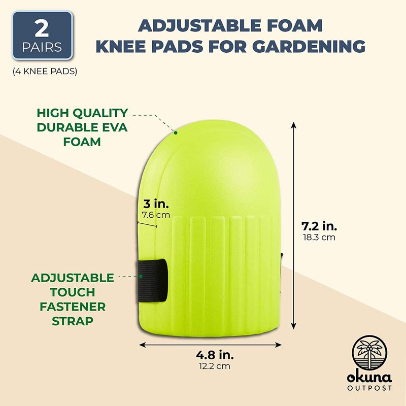 Foam Kneeling Pad, Adjustable Knee Pads for Gardening Work (Green, 2 Pairs)