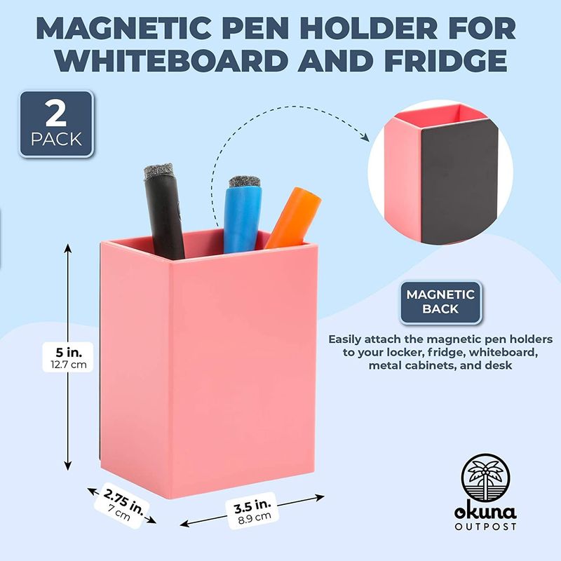 2 Pack Magnetic Pen Holder, Dry Erase Marker Holder Organizer Pencil Cup  for Pen