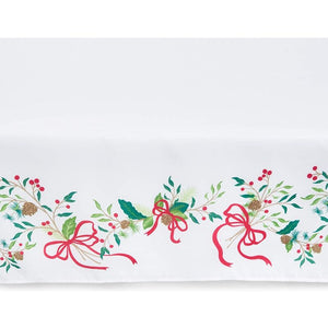 Christmas Tablecloth, Holiday Party Table Cover with Bows and Branches (White, 54 x 108 in)