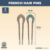 French Hair Pins for Women, Rhinestone Chignon Sticks (2 Pack)