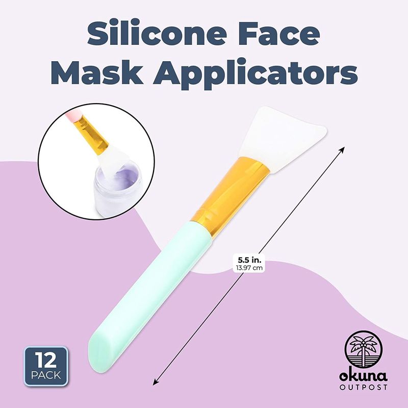 Facial Mask Brush Applicator Set, Silicone Face Applicators (5.5 In, 12 Pack)