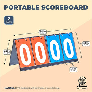 Portable Scoreboard for Sports, Flip Numbers Score Keeper (14.15 x 6.5 In, 2 Pack)