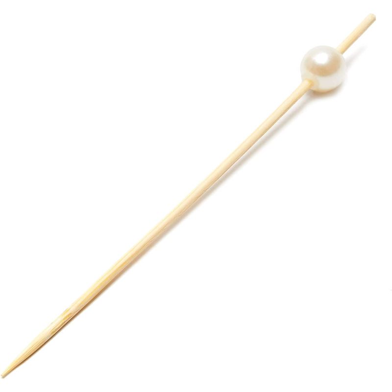 White Pearl Cocktail Picks, Bamboo Toothpicks (4.7 In, 150 Pack)