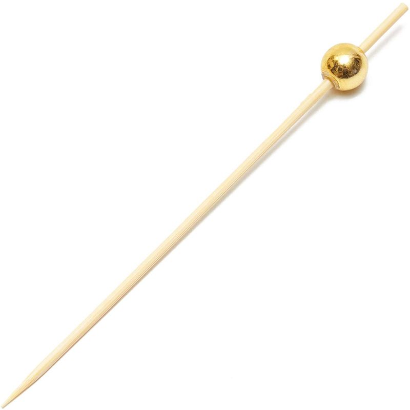 Gold Pearl Cocktail Picks, Bamboo Appetizer Toothpicks (4.7 Inches, 150 Pack)