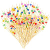 Bamboo Appetizer Picks with Colored Jewels (4.7 Inches, 150 Pack)