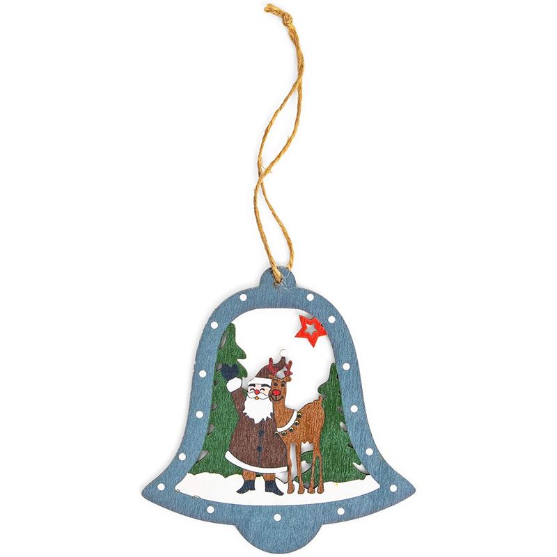 Wooden Jingle Bell Christmas Tree Ornaments (3 Pack)