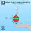 Wooden Christmas Tree Ornaments Set (Red, Green, White 1.8 x 2 in, 24 Pack)