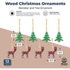 Unfinished Wooden Reindeer and Christmas Tree Ornaments (12 Pieces)