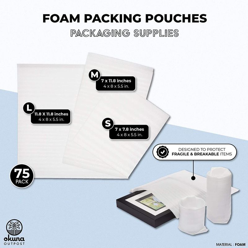 Okuna Outpost Foam Packing Pouches, Moving Supplies and Shipping (3 Si