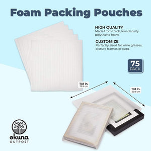 Okuna Outpost Foam Packing Pouches, Moving Supplies and Shipping (11.8 x 11.8 in, 75 Pack)