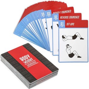 Okuna Outpost Bodyweight Exercise Cards for Workout Routine, Fitness Gift (3.5 x 5 in, 50 Pack)