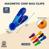 Okuna Outpost Magnetic Refrigerator Chip Bag Clips, 7 Colors (0.8 x 3 in, 21 Pack)
