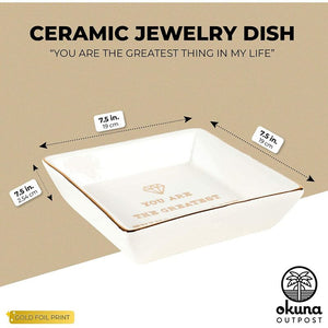 Okuna Outpost Ceramic Jewelry Dish, You are The Greatest Thing in My Life (4 x 4 x 1 in)