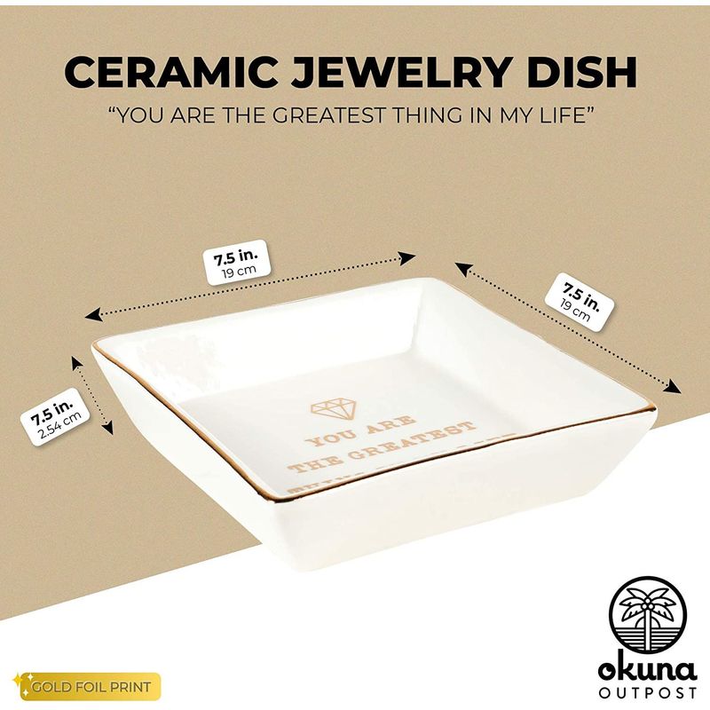 Okuna Outpost Ceramic Jewelry Dish, You are The Greatest Thing in My Life (4 x 4 x 1 in)