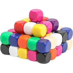 Blank Acrylic Dice Set, Write-On Cubes Game (10 Colors, 60 Pieces)