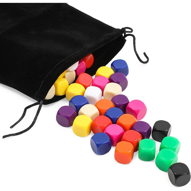 Blank Acrylic Dice Set, Write-On Cubes Game (10 Colors, 60 Pieces)