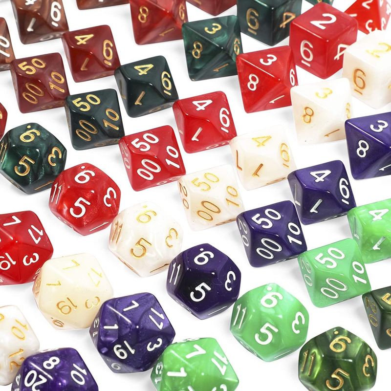 Polyhedral Dice Set with Velvet Bags for Table Games (96 Pieces)