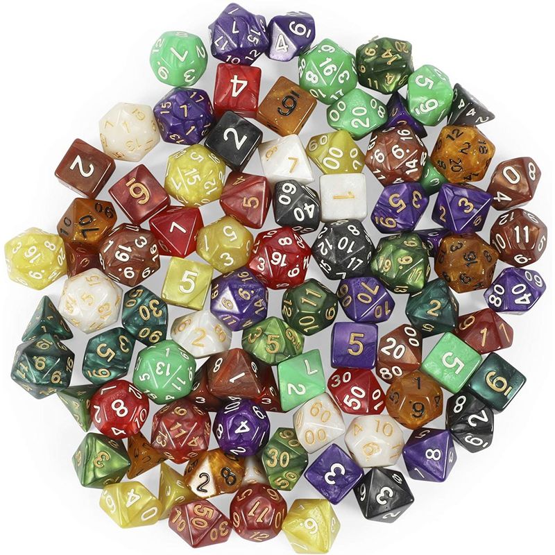 Polyhedral Dice Set with Velvet Bags for Table Games (96 Pieces)
