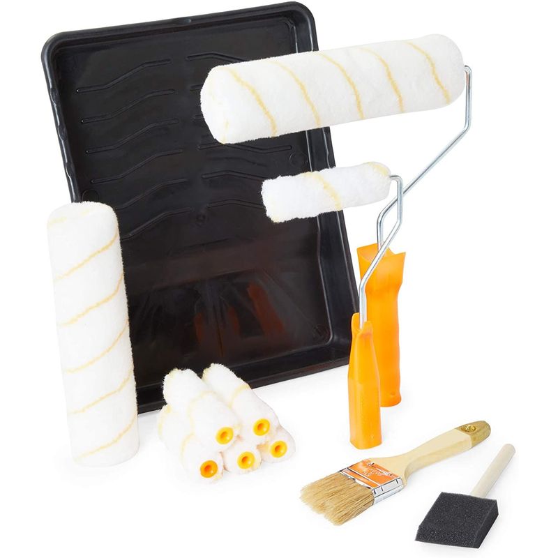 Okuna Outpost Paint Roller Set with Chip Paint Brush, Tray, Rollers, Sponge Brush (13 Pieces)