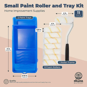 Small Paint Roller and Tray Kit, Home Improvement Supplies (11 Pieces)
