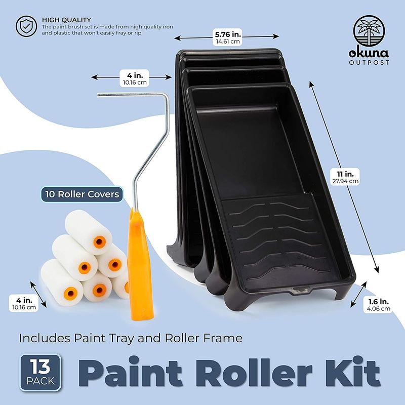 Okuna Outpost House Painting Supplies Kit with Tray and Roller Frame (13 Pieces)