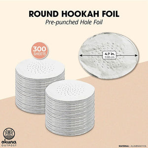 Hookah Foil Sheets with Pre-Punched Holes (4.7 Inches, 300 Pack)