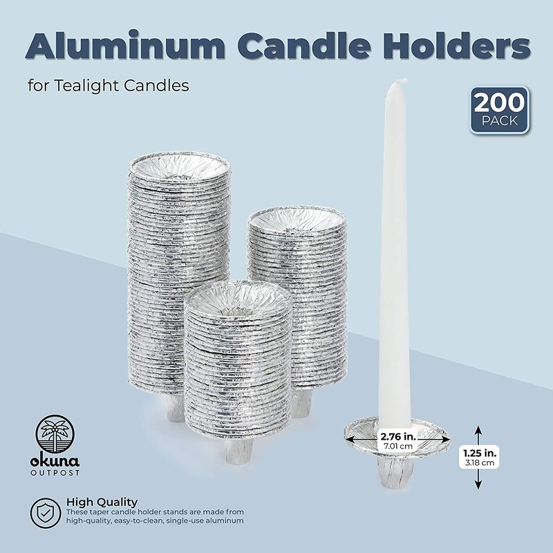 Disposable Aluminum Candle Holders for Shabbat, Ner Mitzvah (2.76 in, 200 Pack)