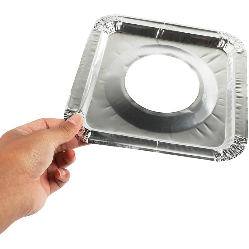 Square Stove Burner Covers, Aluminum Foil Liners (8.5 x 8.5 x 0.5 in, 100 Pack)