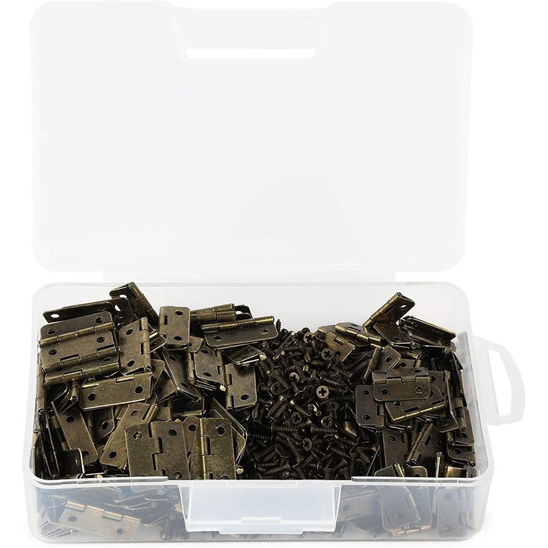 Bronze Mini Hinges with Replacement Screws, 2 Sizes (1000 Pieces)
