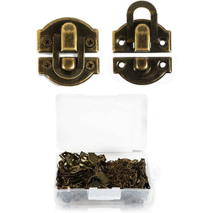 Antique Brass Hasp Lock, Box Toggle Latch with Extra Screws (50 Pack)