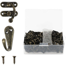 100 Right Box Toggle Latch Hook Hasp, 400 Replacement Screws (Bronze, 500 Pieces)