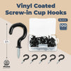 Vinyl Coated Screw-in Cup Hooks (Black, 100 Pack)