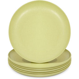 Wheat Straw Plates, Unbreakable Dinner Plate (Pear Green, 7.7 Inches, 6 Pack)