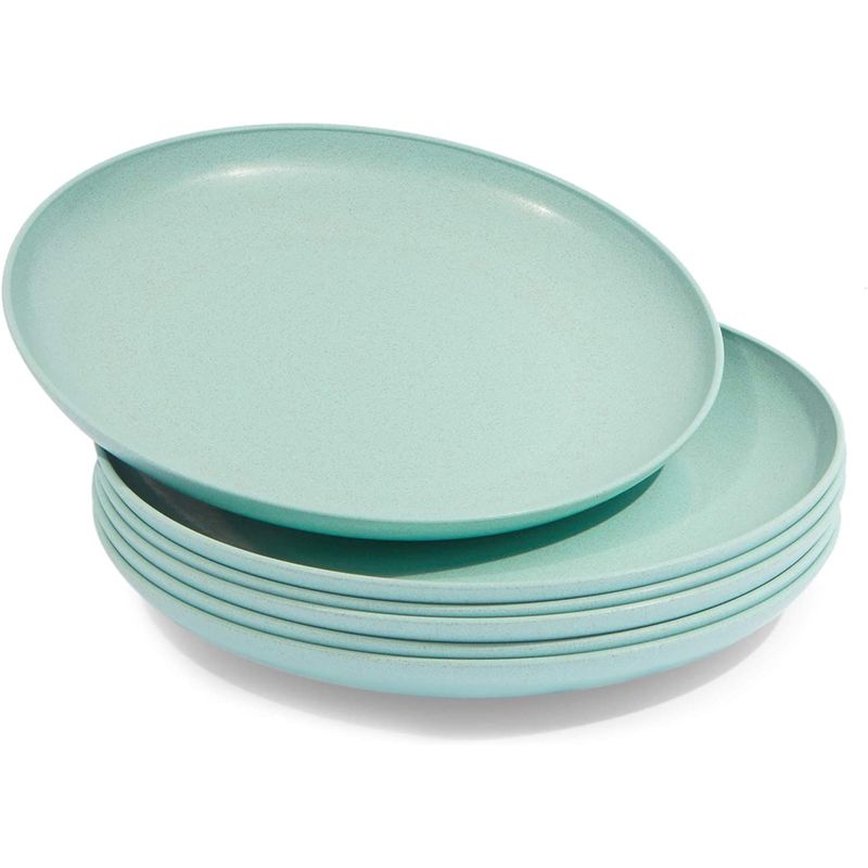 Wheat Straw Plates, Unbreakable Plate (Mint, 8 In, 6 Pack)
