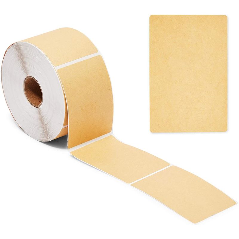 Rectangle Labels, Kraft Stickers Roll for Gift Wrap, Shipping, Crafts (2 x 3 in, 500 Pieces)