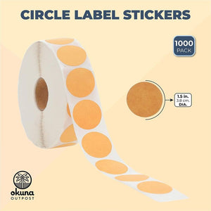 Round Kraft Labels, Circle Stickers Roll for Crafts, Gift Wrap (1.5 in, 1000 Pieces)