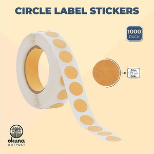 Round Kraft Labels, Circle Stickers Roll for Crafts, Gift Wrap (0.5 in, 1000 Pieces)