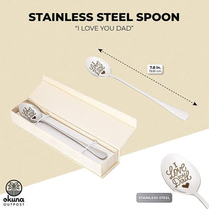 Stainless Steel Engraved Gift Spoon with Gift Box, I Love You Dad (7.8 In)