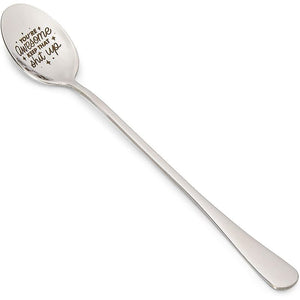 Stainless Steel Engraved Gift Spoon with Gift Box, You're Awesome, Keep That Sht Up (7.8 In)